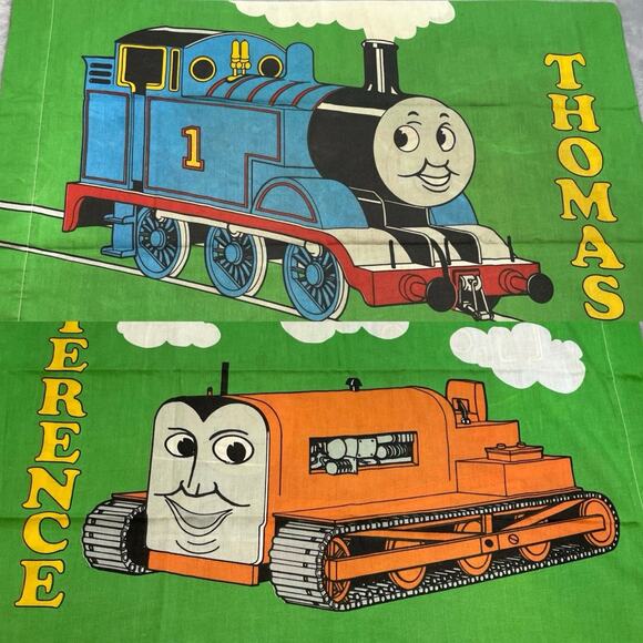 Vintage Thomas the Train Terence Pillowcase Standard 1992 Green 90s Retro - Picture 1 of 9